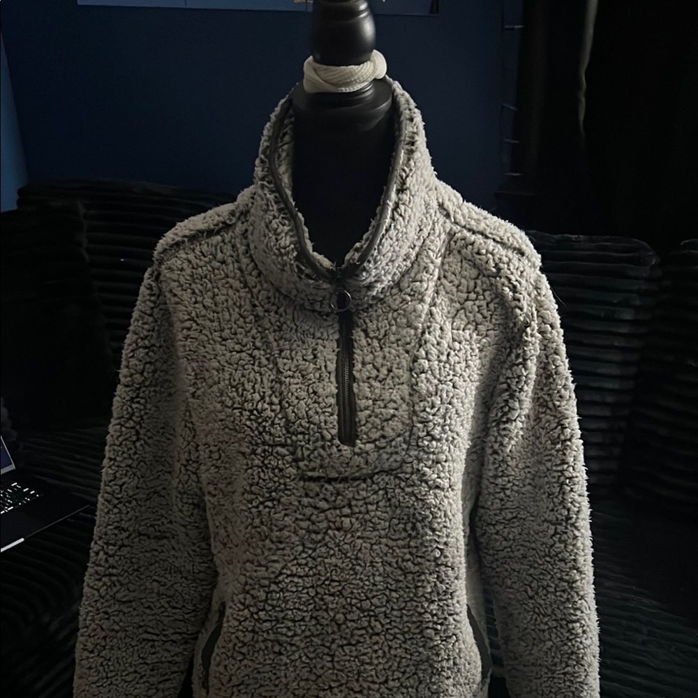 Cozy Gray Sherpa Pullover